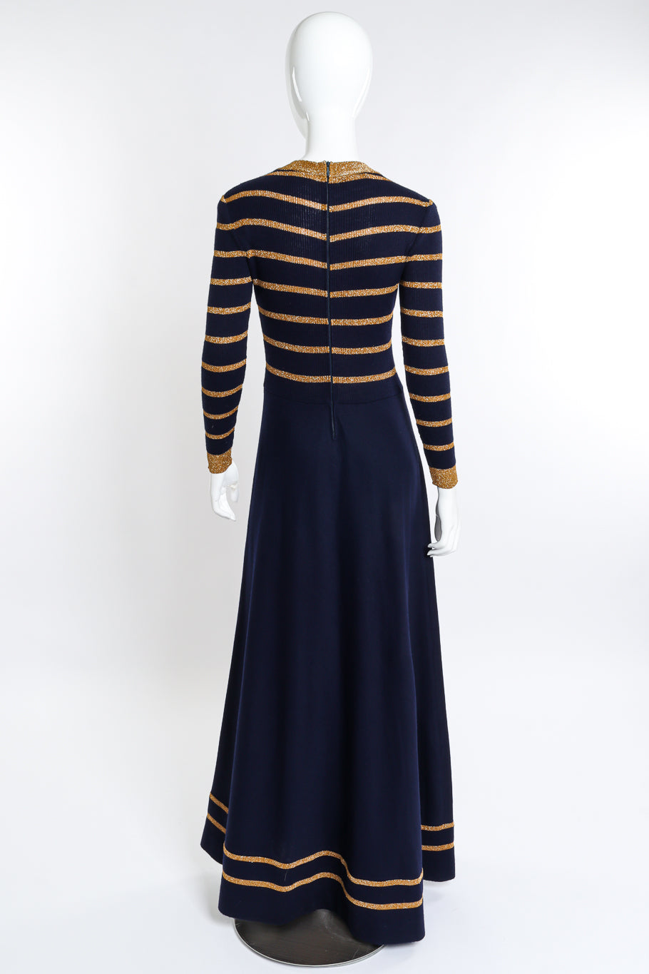 Vintage Lillie Rubin Metallic Stripe Knit Dress back on mannequin @recess la