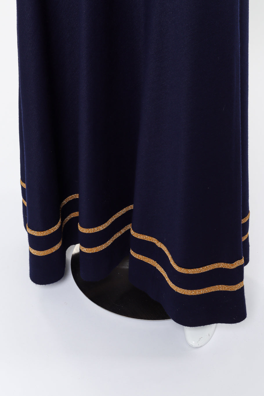 Vintage Lillie Rubin Metallic Stripe Knit Dress bottom hem on mannequin @recess la