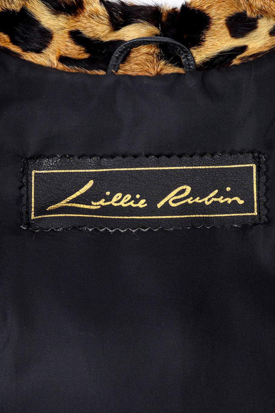 Vintage Lillie Rubin Leopard Trim Leather Jacket signature label @recess la