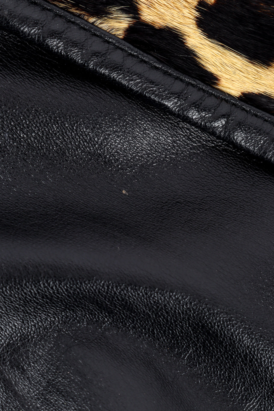 Vintage Lillie Rubin Leopard Trim Leather Jacket front tiny spot @recess la