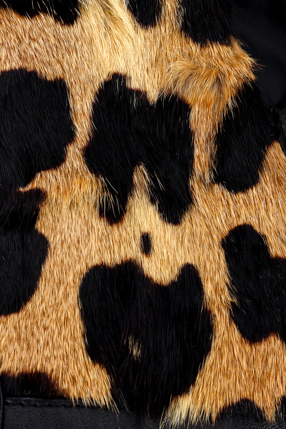 Vintage Lillie Rubin Leopard Trim Leather Jacket fur closeup @recess la
