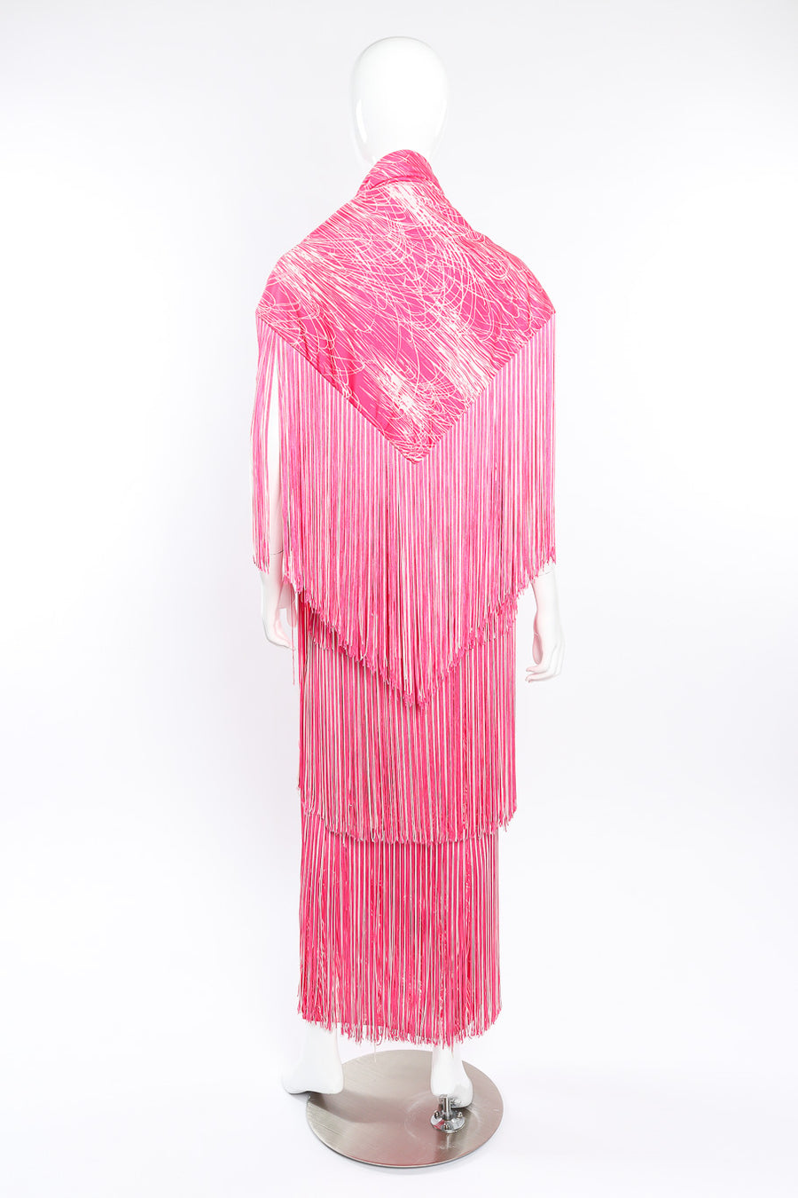 hot pink fringe dress Vintage Lilli Diamond Halter Fringe Dress, Shawl & Belt Set – Recess