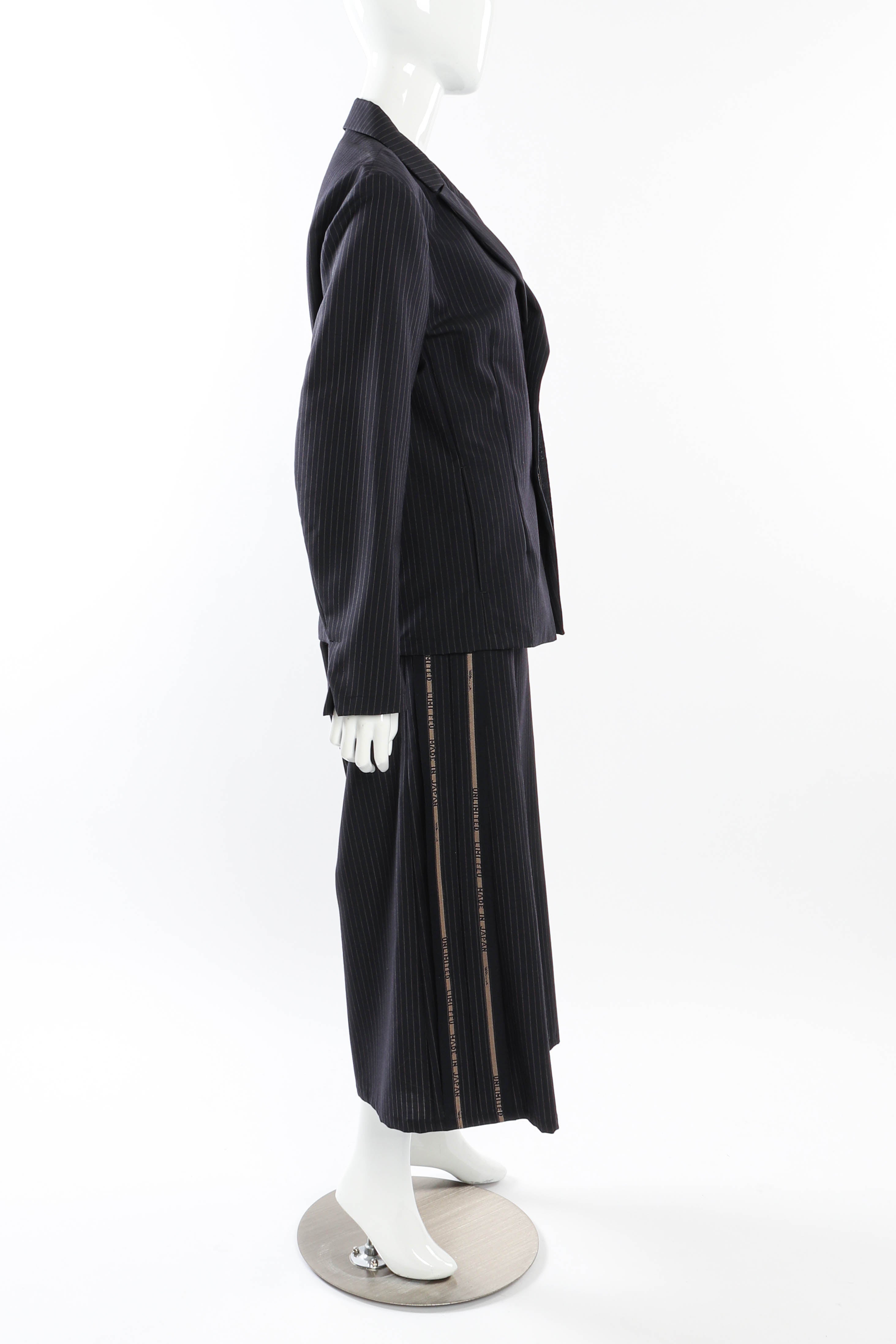 Limi Feu Pinstripe Wool Suit side on mannequin @recessla