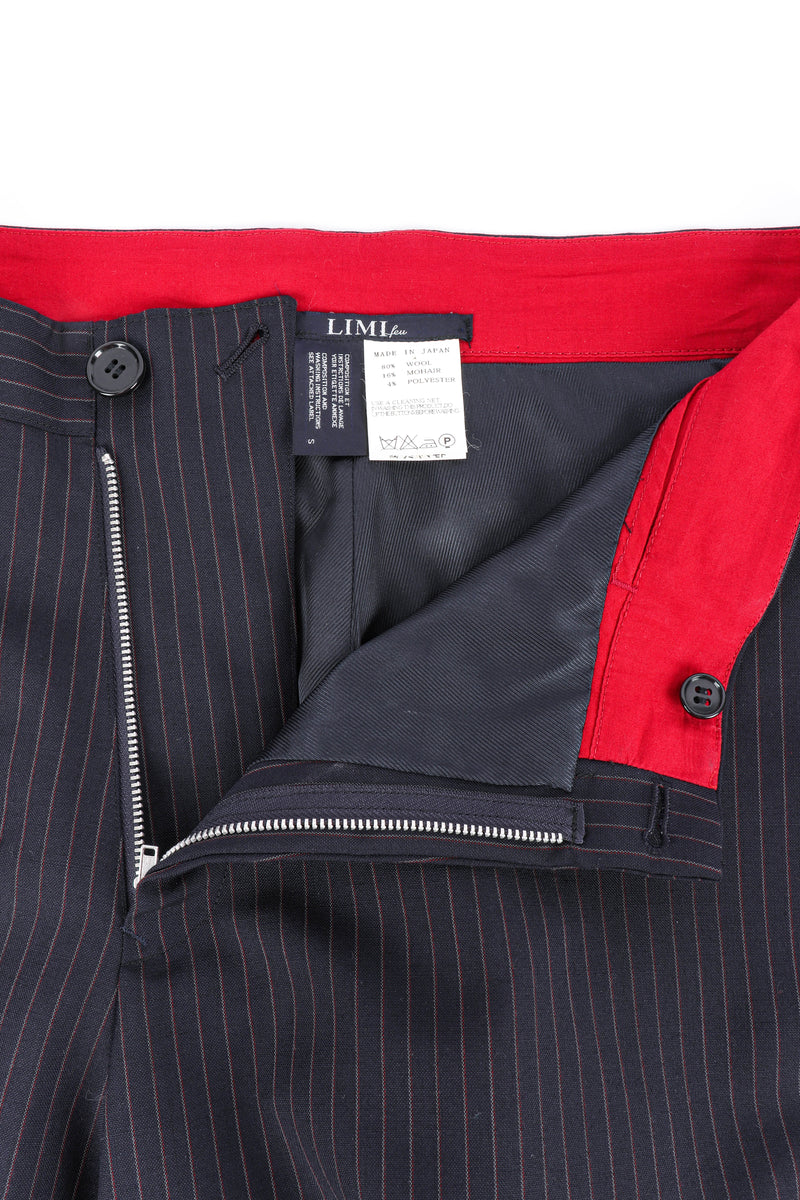 Limi Feu Pinstripe Wool Suit pant zipper closure @recessla