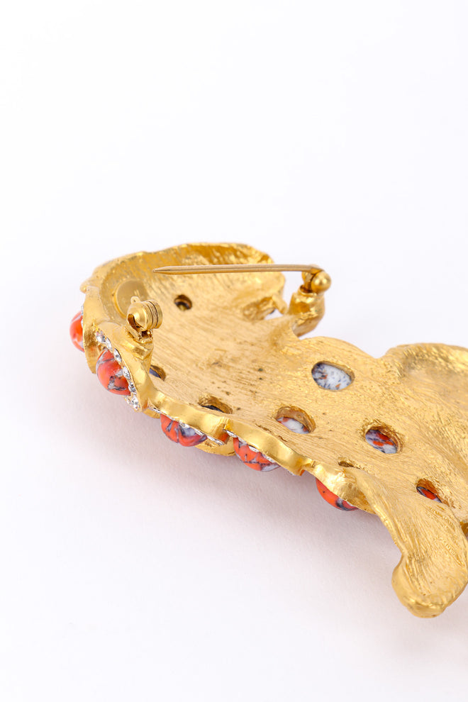 Vintage Kenneth Jay Lane Crystal and Stone Lion Brooch pin closure @recessla