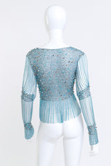 Loris Azzaro Metallic Crochet Knit Bead & Chain Crop Top back on mannequin @RECESS LA