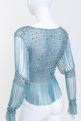 Loris Azzaro Metallic Crochet Knit Bead & Chain Crop Top back detail on mannequin @RECESS LA