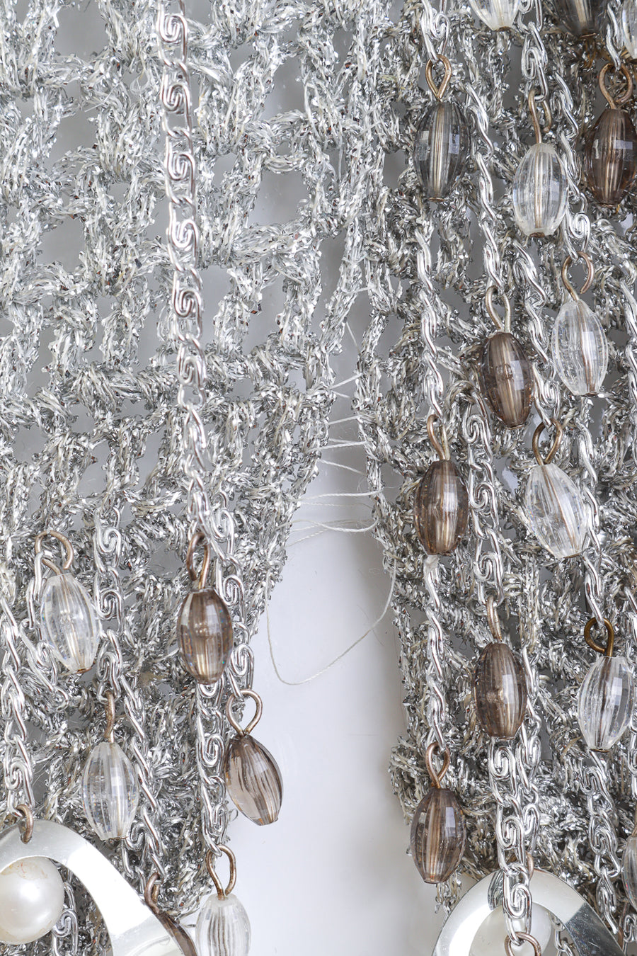 Vintage Loris Azzaro Silver Crochet Knit Paillette Fringe Top – Recess
