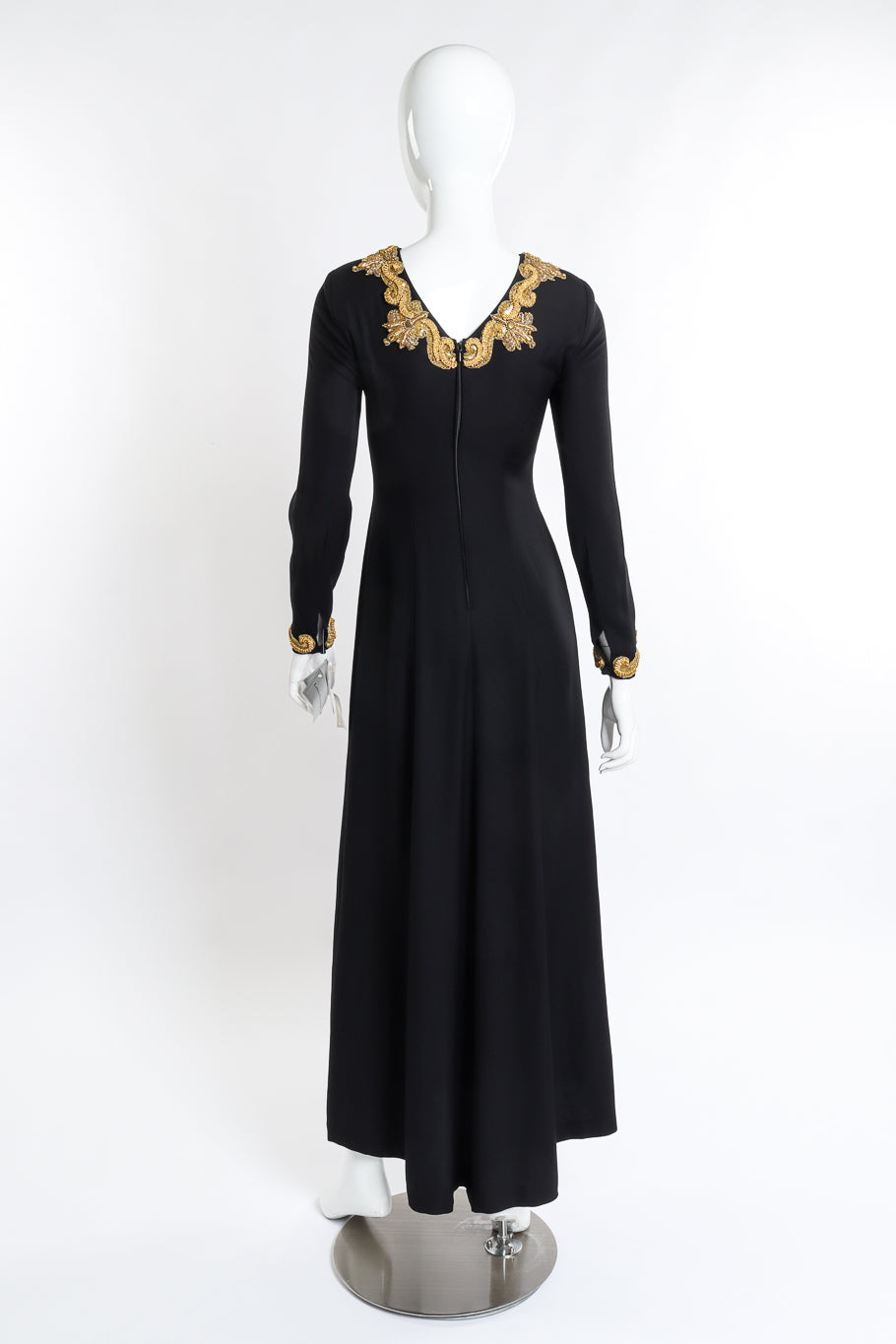 Vintage Louis Féraud Gilded Soutache Trim Dress back on mannequin @recess la