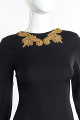 Vintage Louis Féraud Gilded Soutache Trim Dress front on mannequin closeup @recess la