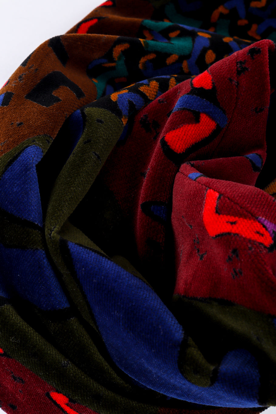 Vintage Louis Féraud Abstract Print Velvet Jacket fabric closeup @recessla