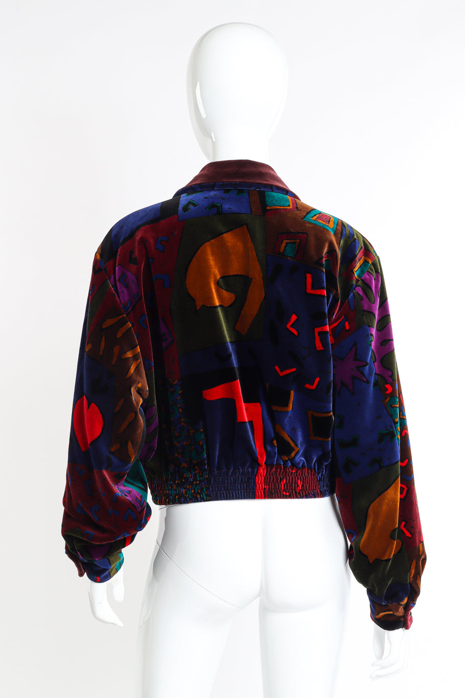 Vintage Louis Féraud Abstract Print Velvet Jacket back on mannequin @recessla