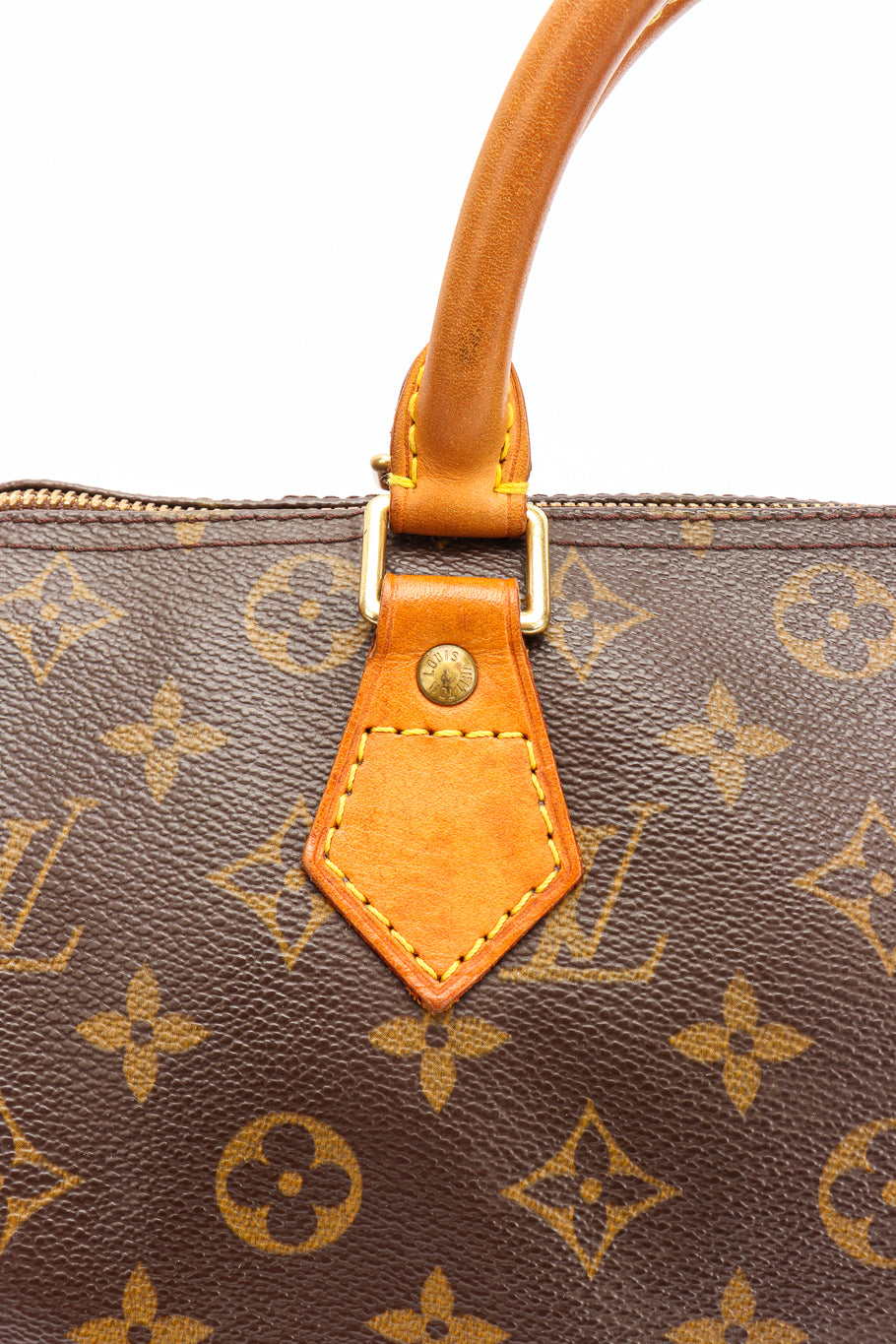Vintage Louis Vuitton Classic Monogram Speedy 30 Bag III handle closeup @Recessla
