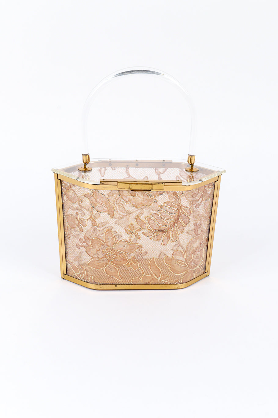 Vintage Majestic Lace Lucite Box Bag front @recess la