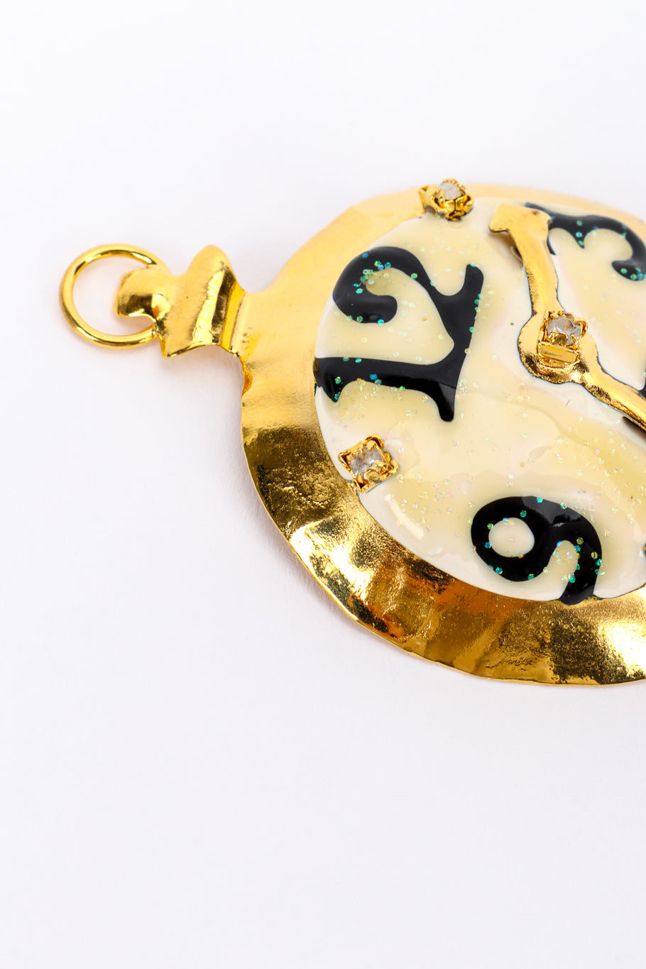Vintage Lunch at the Ritz Pocket Watch Charm Brooch front closeup @recess la