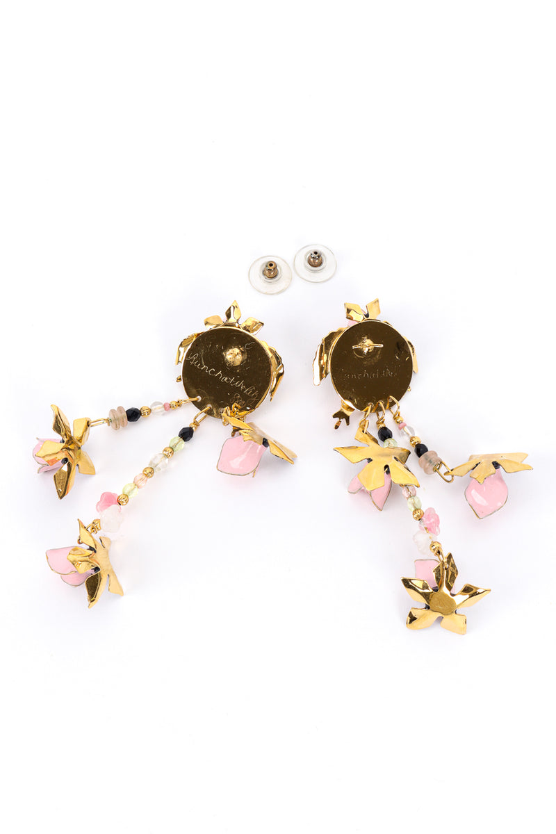 Vintage Lunch at the Ritz Flower Charm Chandelier Earrings back @recess la