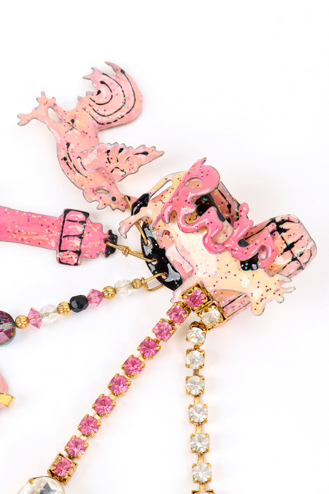 Vintage Lunch at the Ritz Paris Farm Earrings text charm closeup @recess la