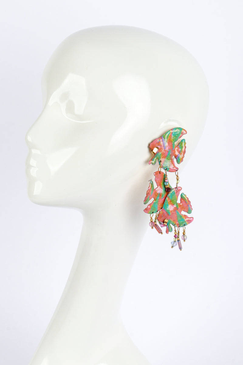 Vintage Lunch at the Ritz Angelfish Cluster Earrings on mannequin @recess la