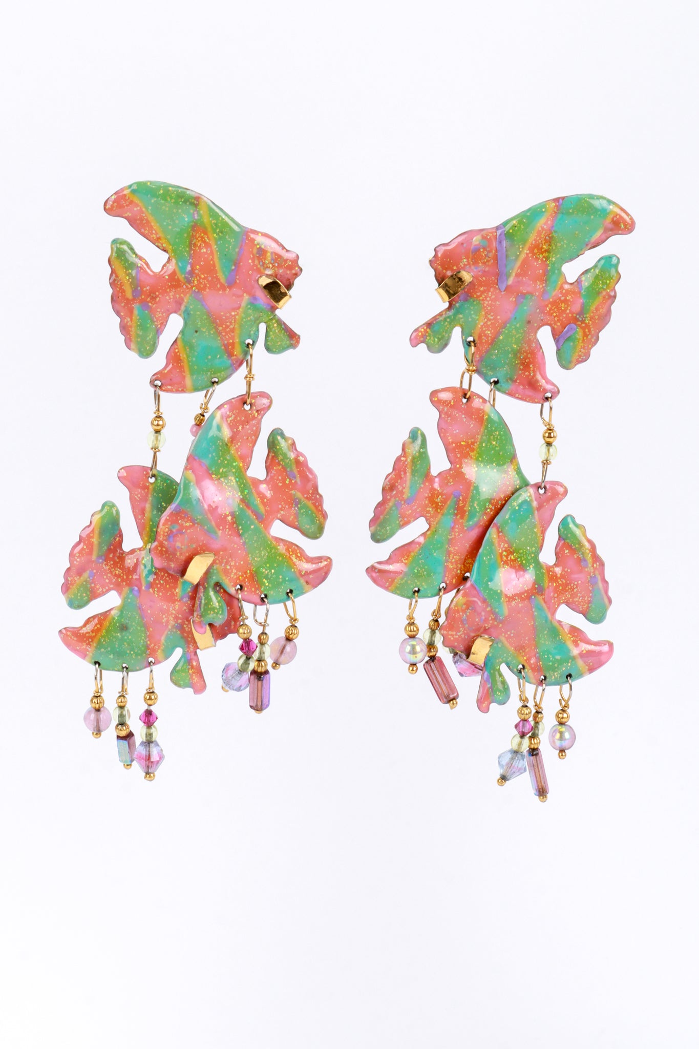 Vintage Lunch at the Ritz Angelfish Cluster Earrings front hanging @recess la