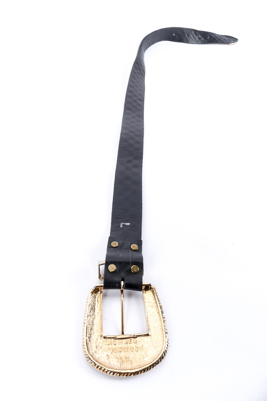 Michael Morrison crystal studded leather belt backside detail @recessla