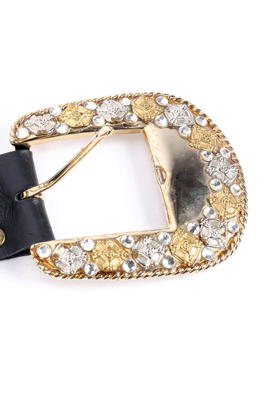 Michael Morrison crystal studded leather belt buckle details @recessla