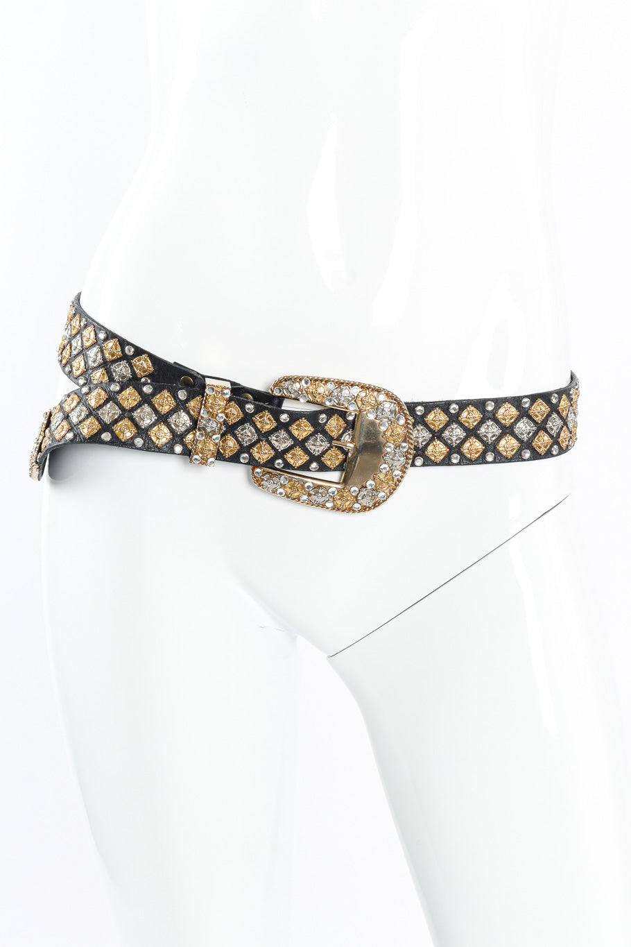 Michael Morrison crystal studded leather belt on mannequin @recessla