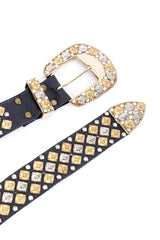 Michael Morrison crystal studded leather belt details @recessla