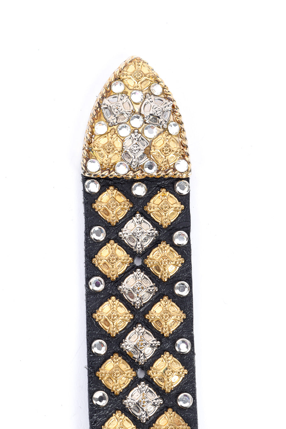 Michael Morrison crystal studded leather belt tail detail @recessla