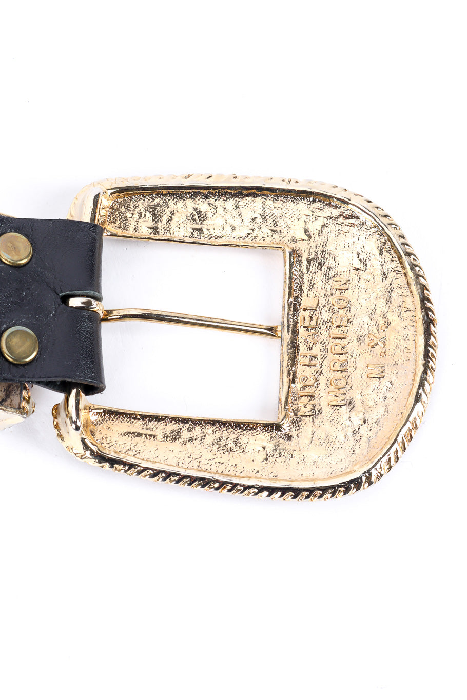 Michael Morrison crystal studded leather belt designer name engraved @recessla