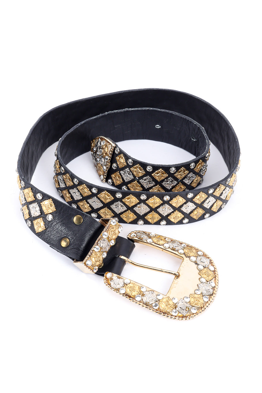 Michael Morrison crystal studded leather belt product shot @recessla