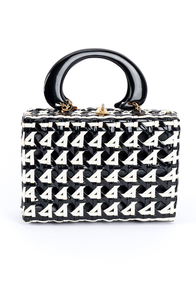 Vintage Marcus Brothers Woven Stripe Vinyl Handbag front @recess la