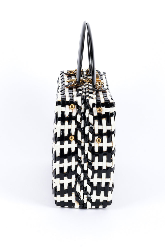 Vintage Marcus Brothers Woven Stripe Vinyl Handbag side @recess la