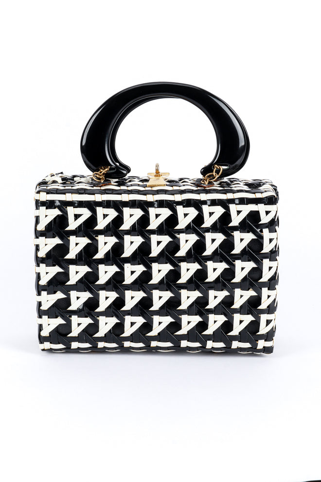Vintage Marcus Brothers Woven Stripe Vinyl Handbag back @recess la