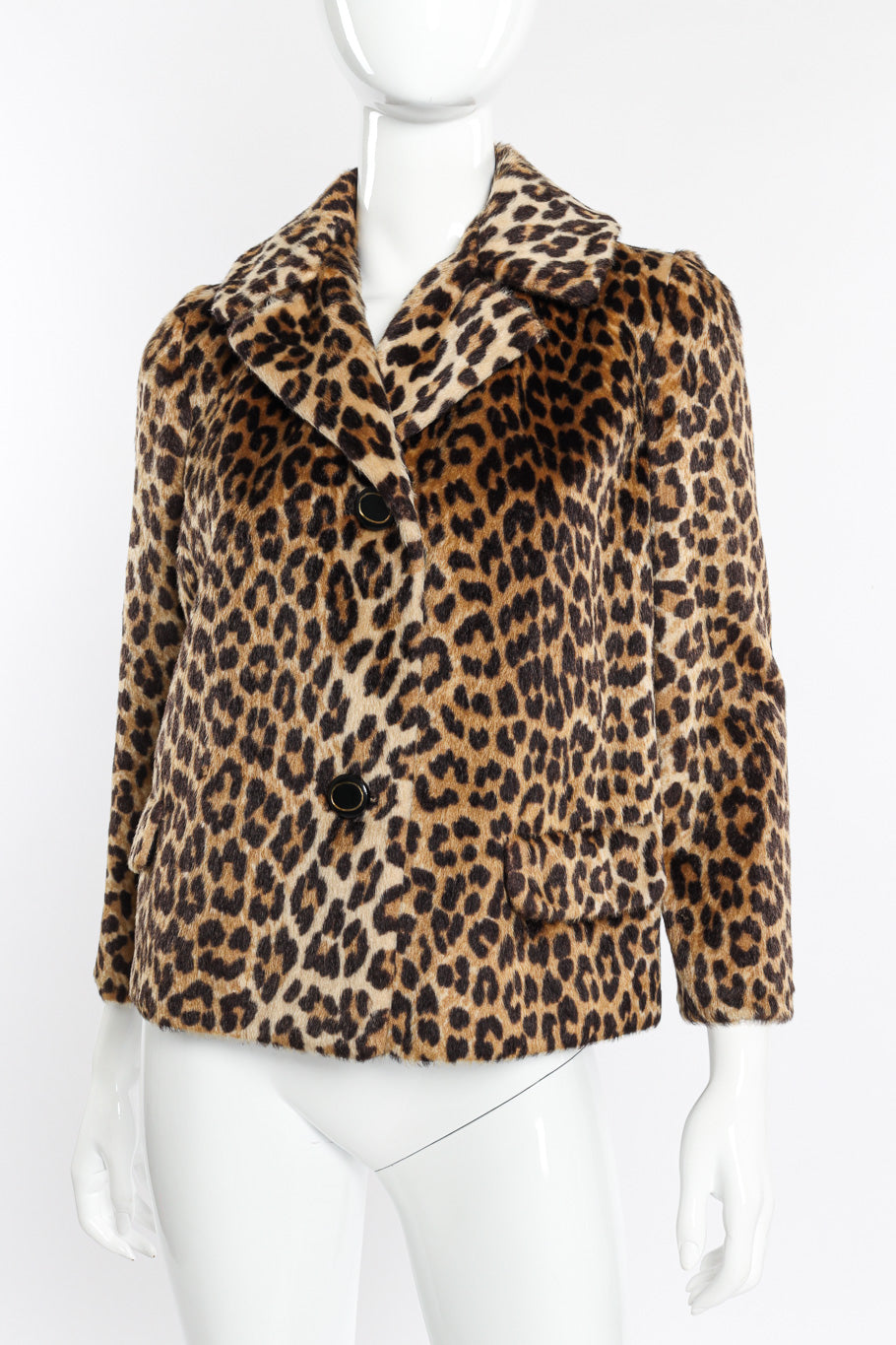 Vintage Marcus Leopard Print Jacket front view on mannequin closeup @recessla