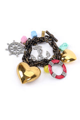 Vintage Nautical Heart Charm Bracelet front @recessla