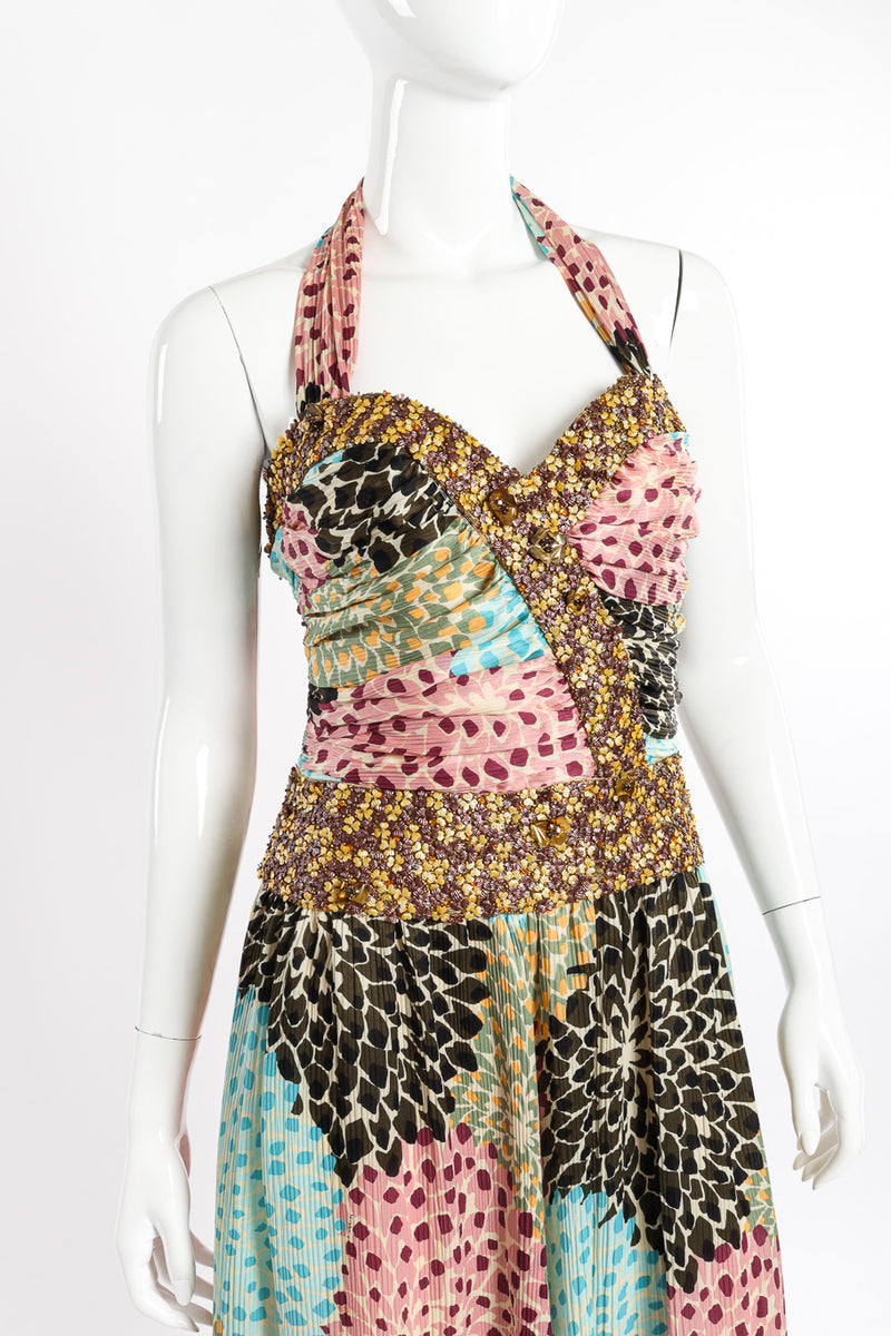 2005 F/W Ruche Beaded Halter Dress by Missoni on mannequin chest close @recessla
