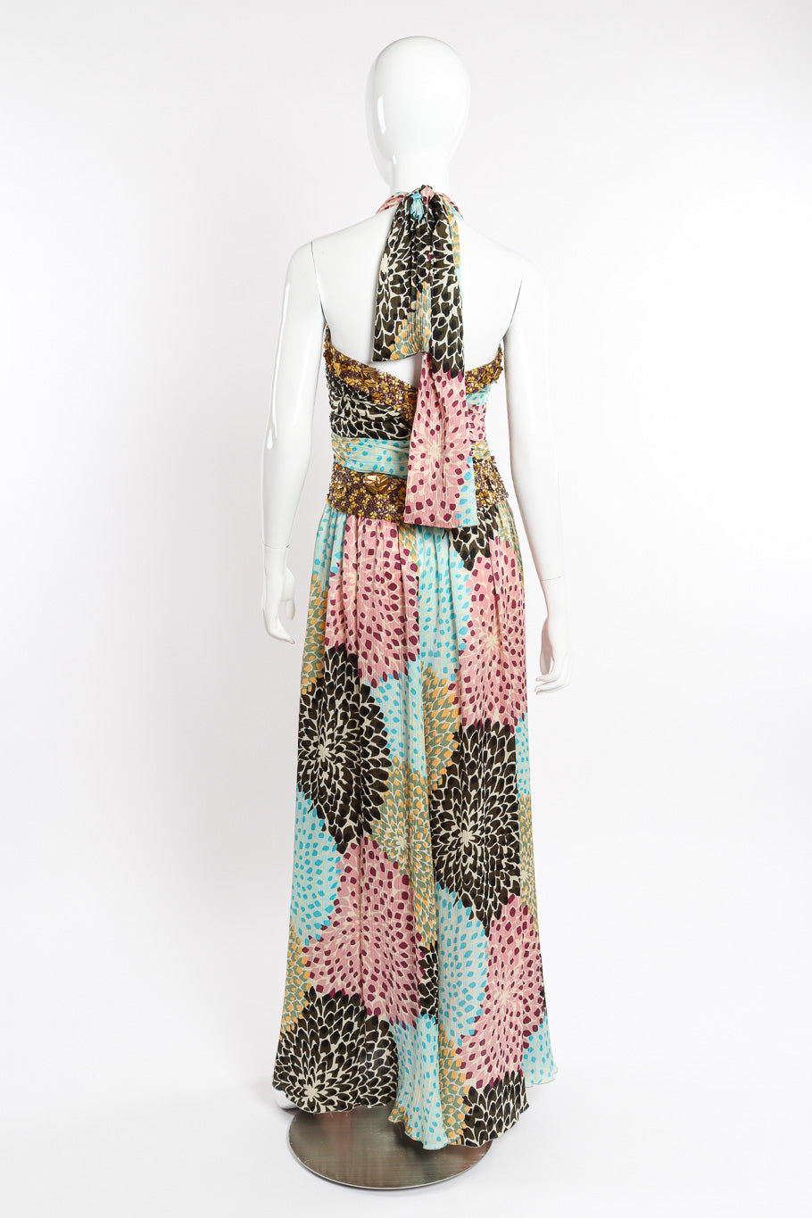 2005 F/W Ruche Beaded Halter Dress by Missoni on mannequin back @recessla