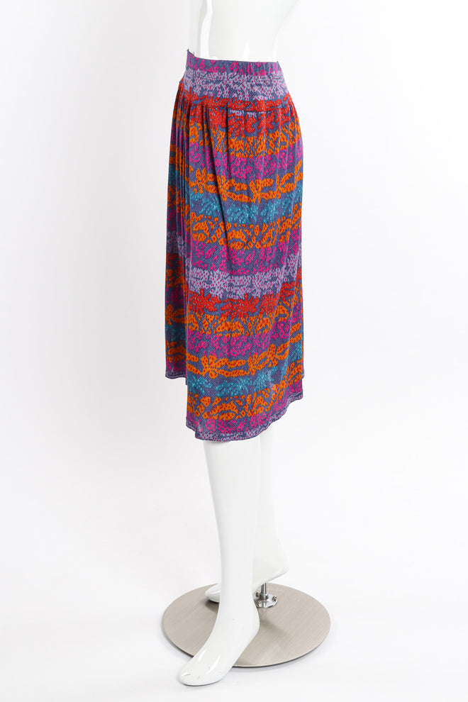 Printed Silk Top & Skirt Set on mannequin skirt only side @recessla 