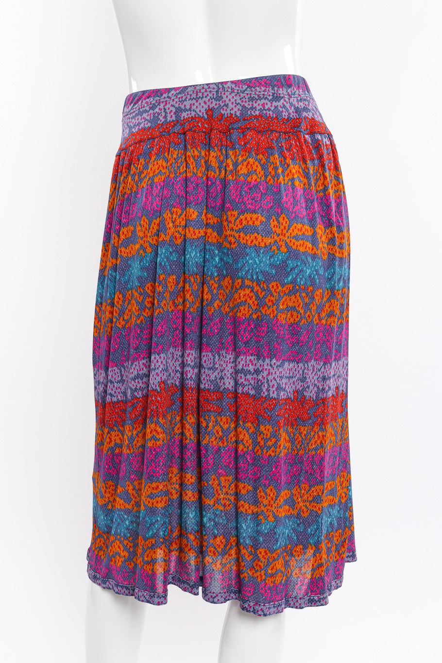 Printed Silk Top & Skirt Set on mannequin skirt only back @recessla 