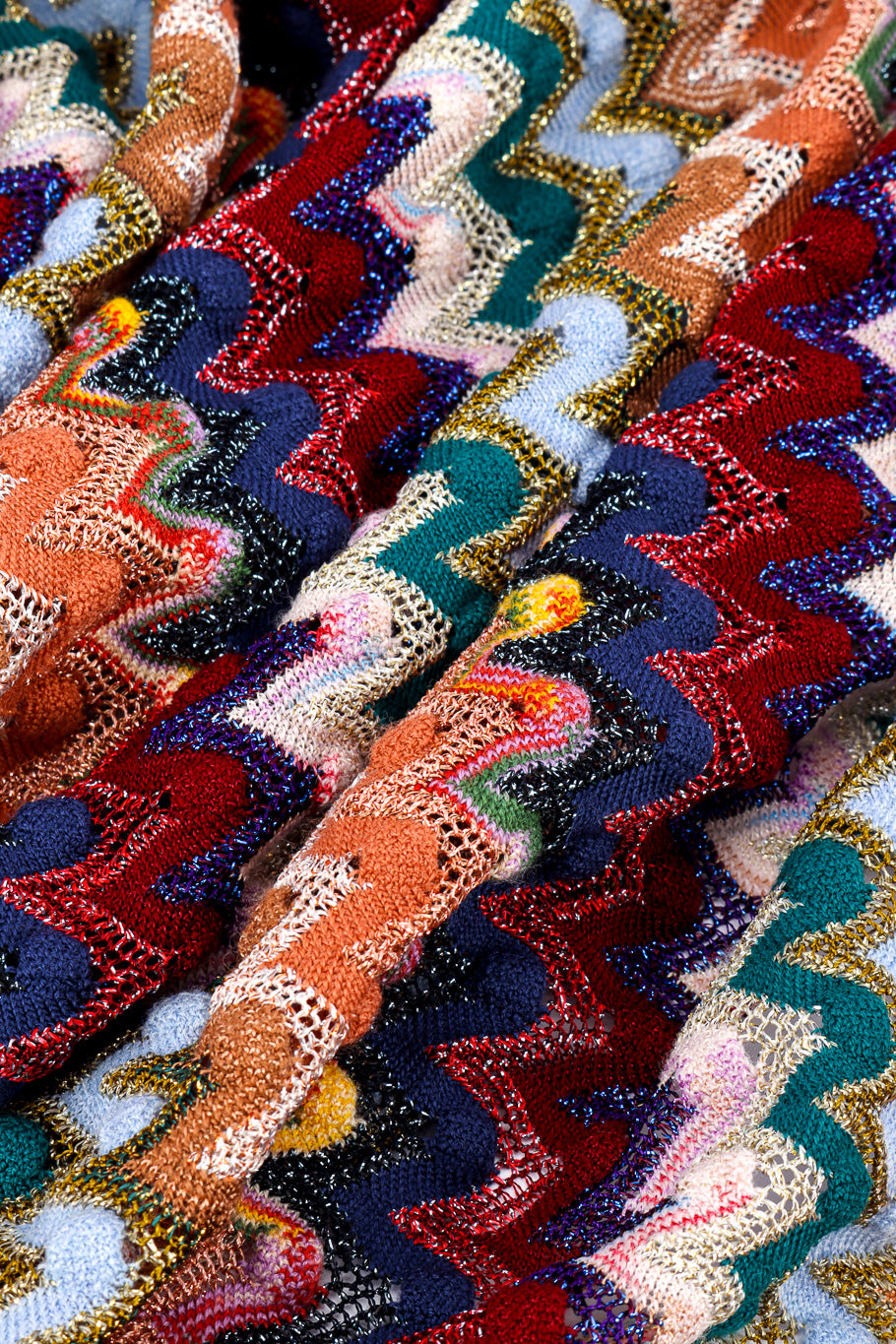 Chevron Stripe Lamé Knit Shawl fabric close @recessla