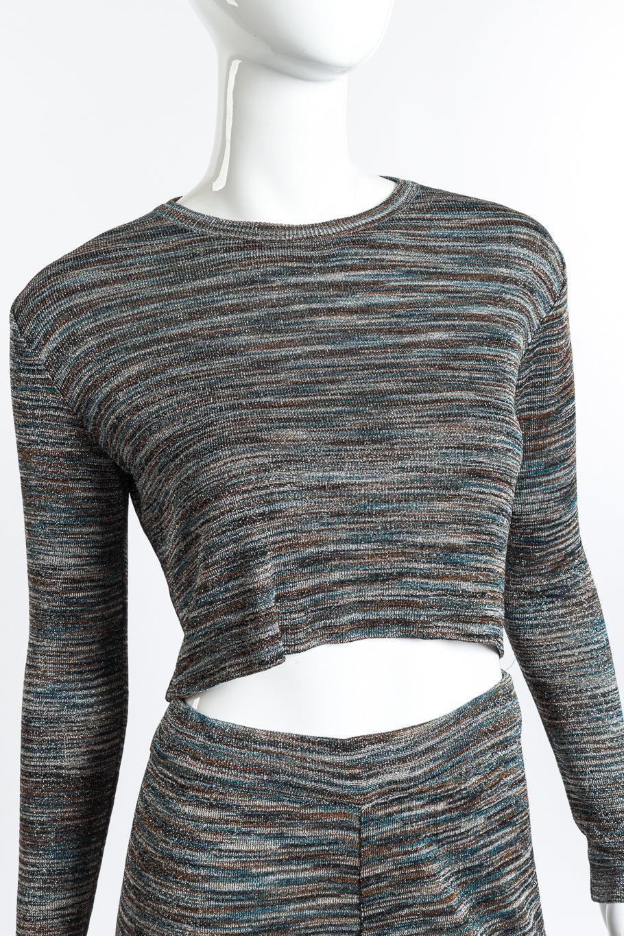 Striped Crop Top & Trouser Set front  detail on mannequin @RECESS LA