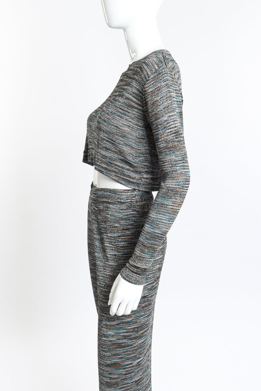 Striped Crop Top & Trouser Set side on mannequin @RECESS LA