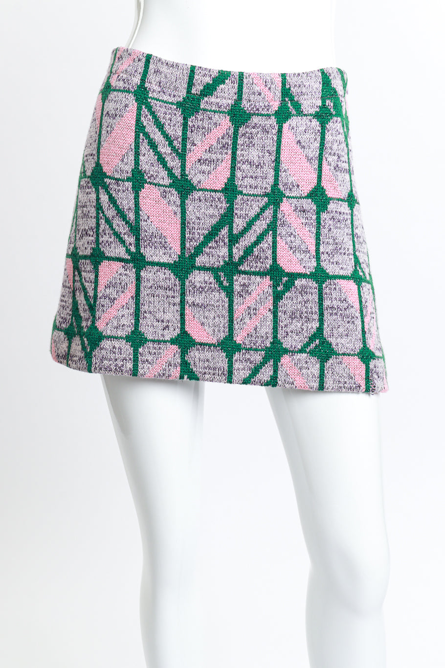 2014 F/W Check Knit Mini Skirt Set skirt front on mannequin @RECESS LA