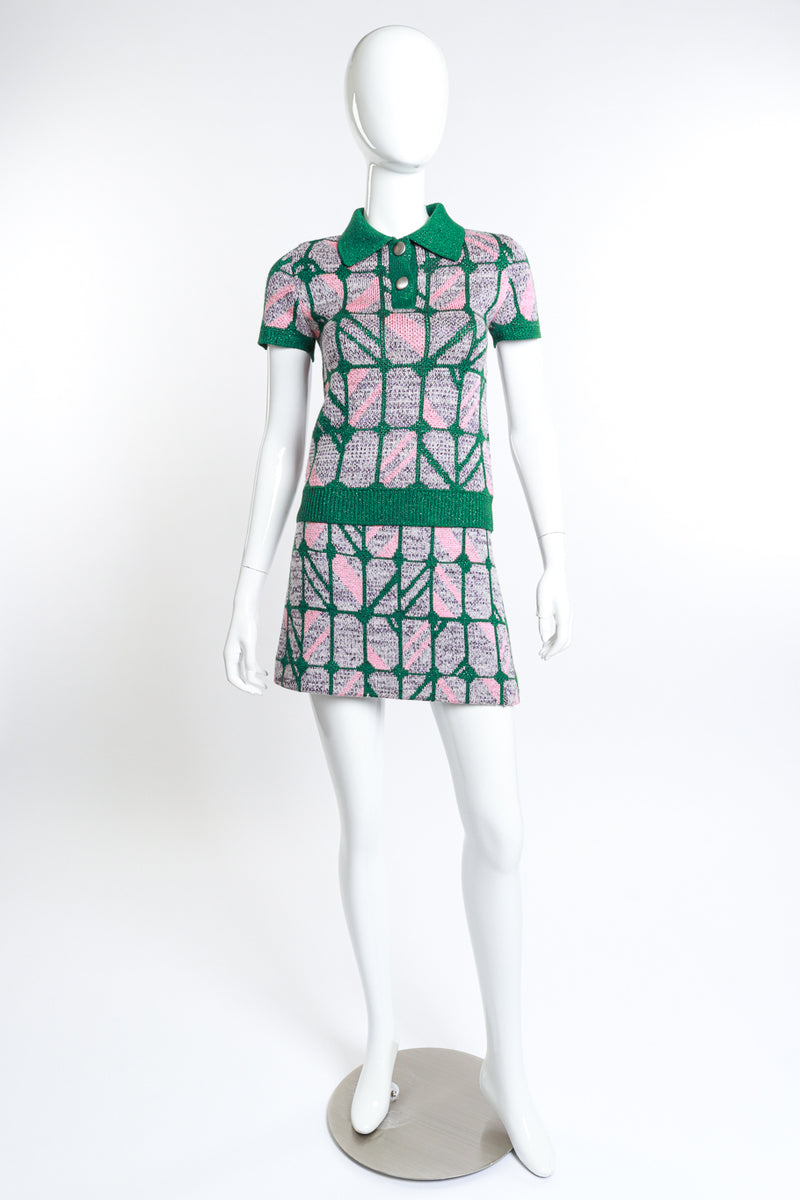 2014 F/W Check Knit Mini Skirt Set front view on mannequin @RECESS LA
