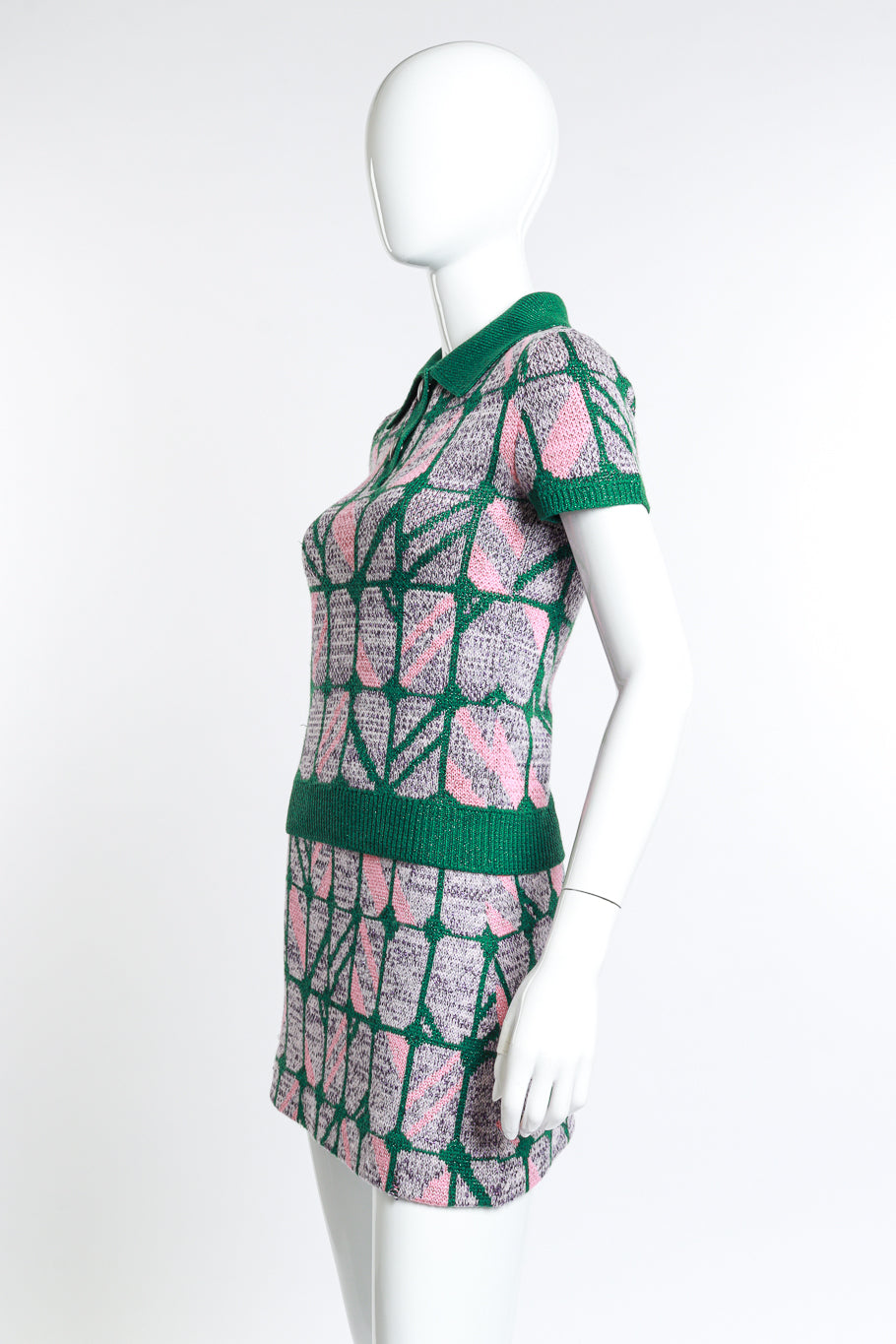 2014 F/W Check Knit Mini Skirt Set side view on mannequin @RECESS LA