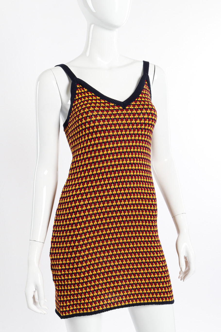 Miu Miu Scissor Knit Tank Dress front view on mannequin closeup @Recessla
