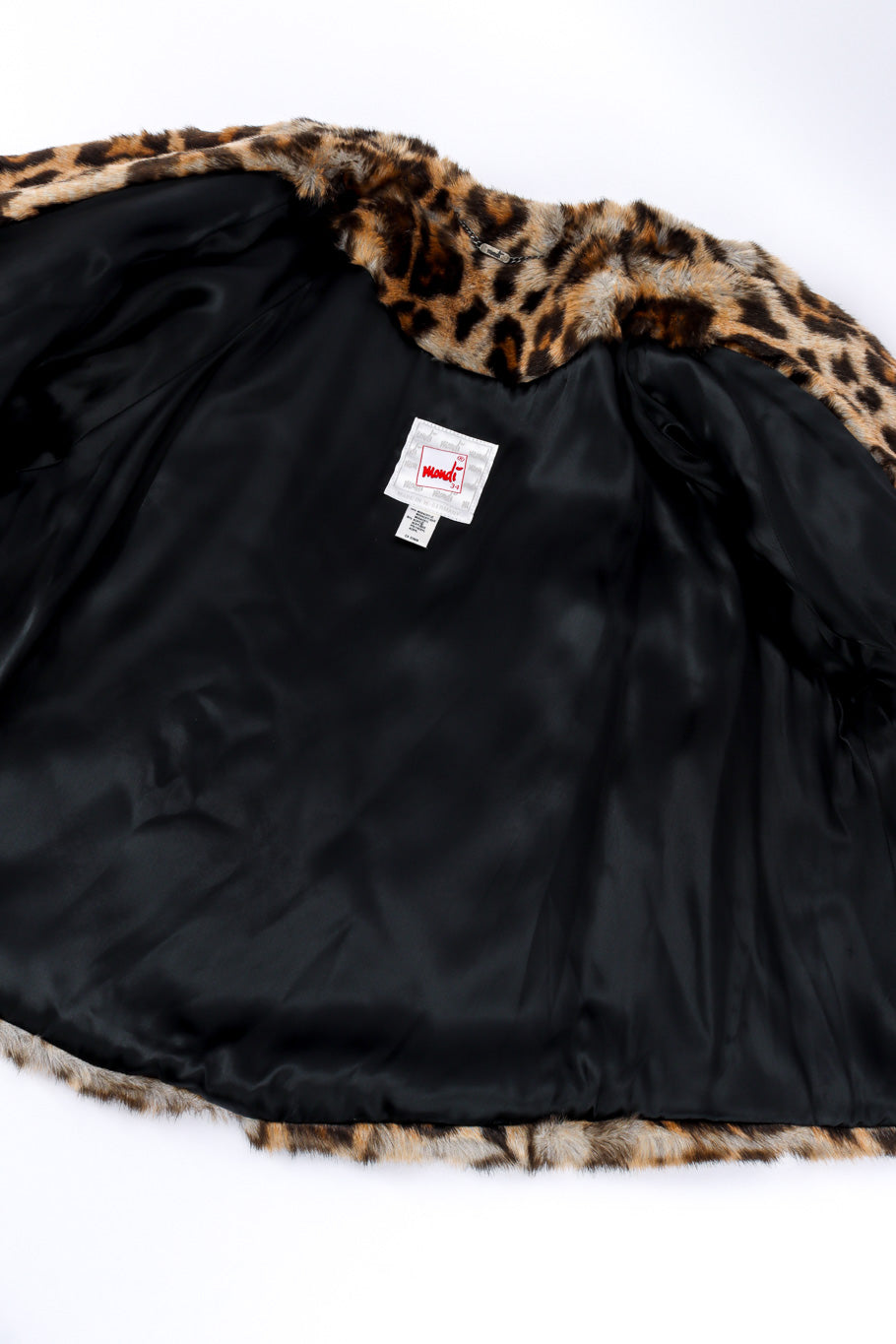 Vintage Mondi Leopard Print Faux Fur Jacket view of lining @recessla