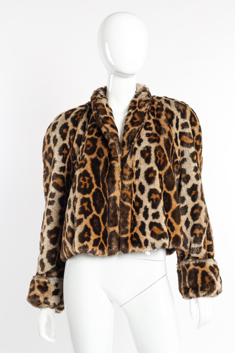 Vintage Mondi Leopard Print Faux Fur Jacket front view on mannequin @recessla