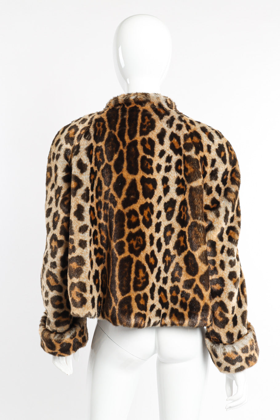 Vintage Mondi Leopard Print Faux Fur Jacket back view on mannequin @recessla