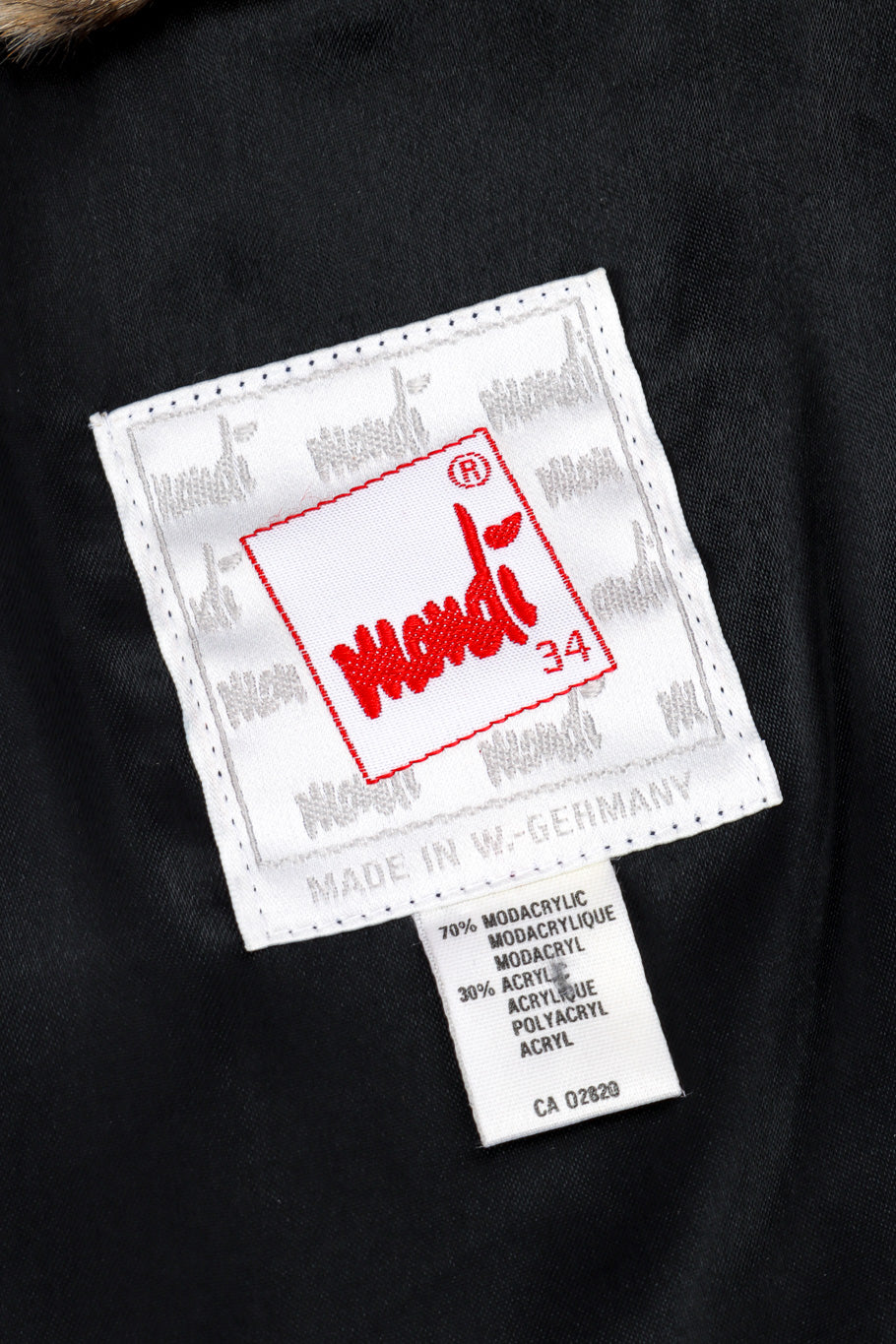 Vintage Mondi Leopard Print Faux Fur Jacket signature label closeup @recessla